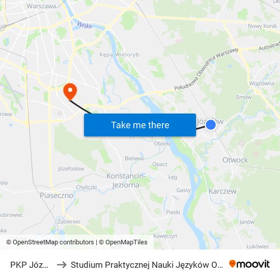 PKP Józefów to Studium Praktycznej Nauki Języków Obcych (SPNJO) SGGW map