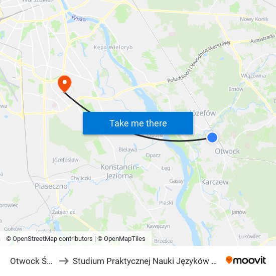 Otwock Świder 01 to Studium Praktycznej Nauki Języków Obcych (SPNJO) SGGW map