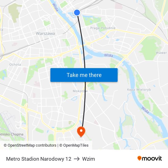 Metro Stadion Narodowy 12 to Wzim map