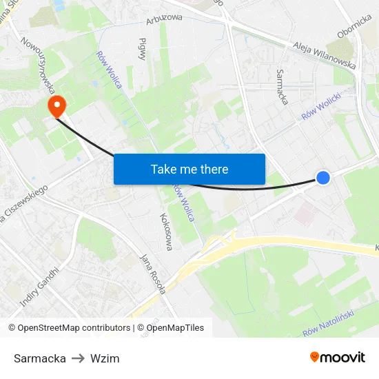 Sarmacka to Wzim map