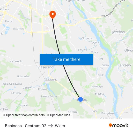 Baniocha - Centrum 02 to Wzim map