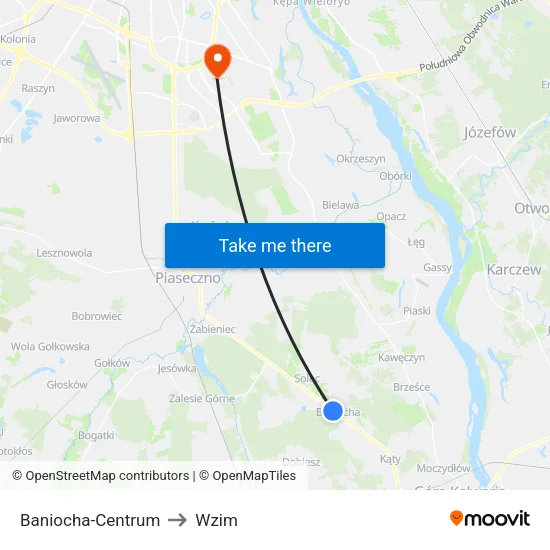 Baniocha - Centrum to Wzim map