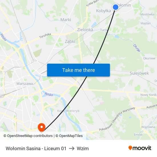 Wołomin Sasina - Liceum 01 to Wzim map