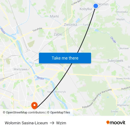 Wołomin Sasina - Liceum to Wzim map