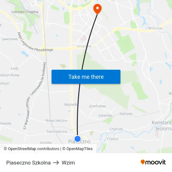 Piaseczno Szkolna to Wzim map