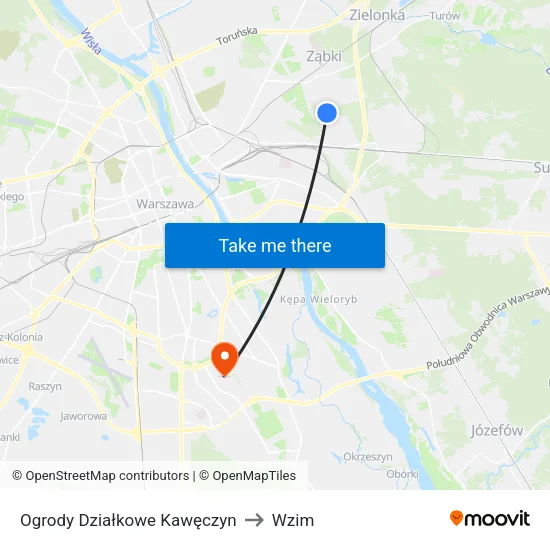 Ogrody Działkowe Kawęczyn to Wzim map
