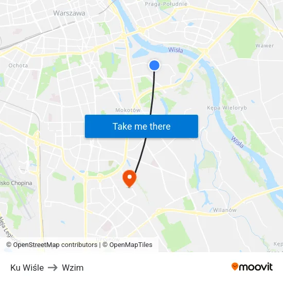 Ku Wiśle to Wzim map