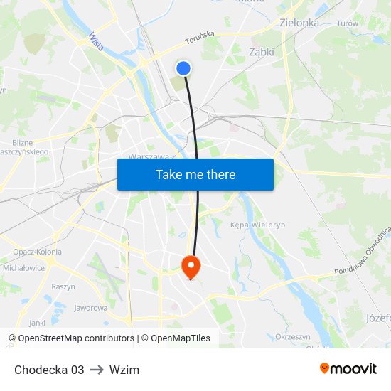 Chodecka to Wzim map