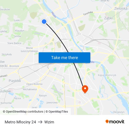 Metro Młociny 24 to Wzim map