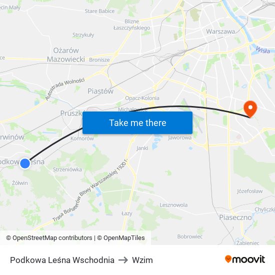 Podkowa Leśna Wschodnia to Wzim map