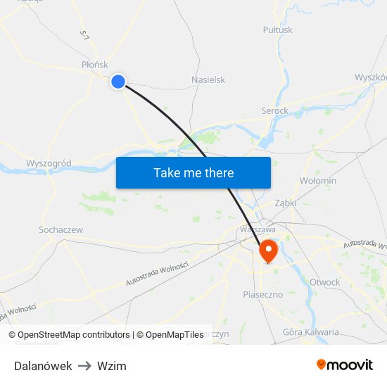 Dalanówek to Wzim map