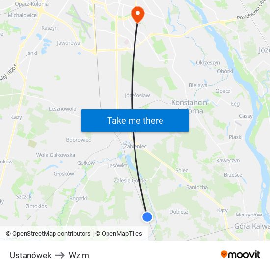 Ustanówek to Wzim map