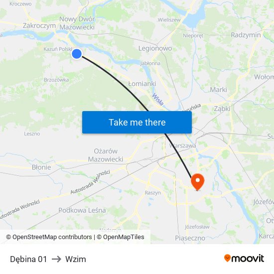 Dębina 01 to Wzim map
