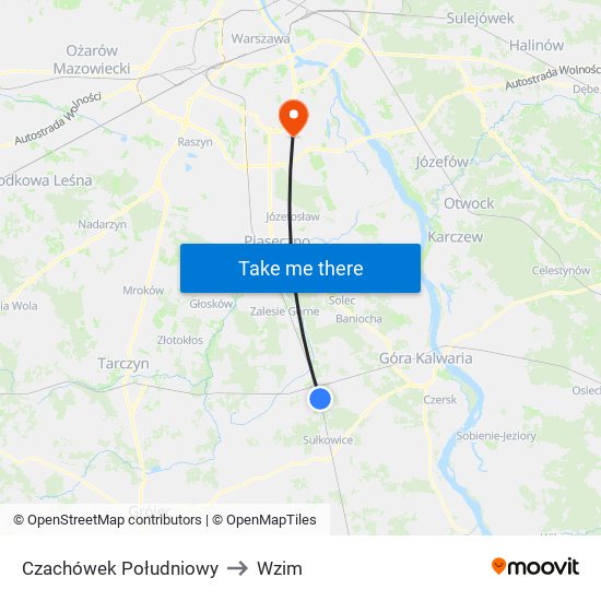 Czachówek Południowy to Wzim map