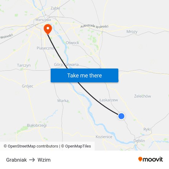 Grabniak to Wzim map