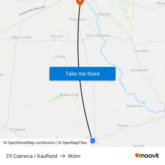 25 Czerwca / Kaufland to Wzim map