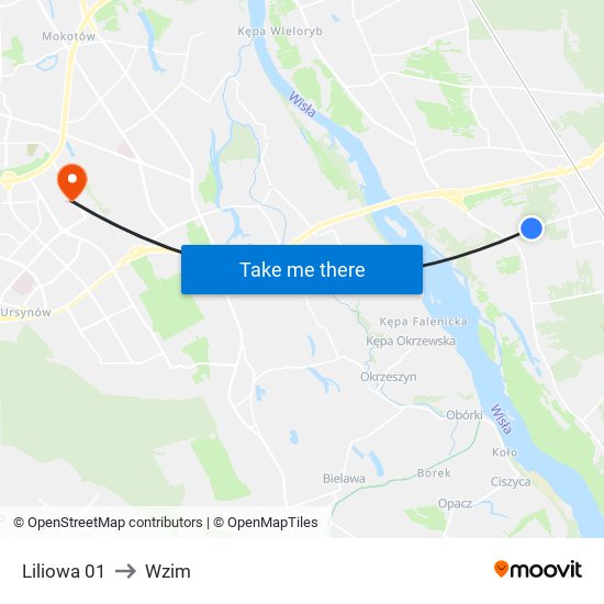 Liliowa 01 to Wzim map