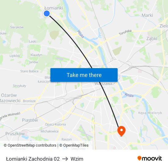 Łomianki Zachodnia 02 to Wzim map