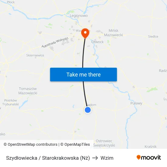 Szydłowiecka / Starokrakowska (Nż) to Wzim map