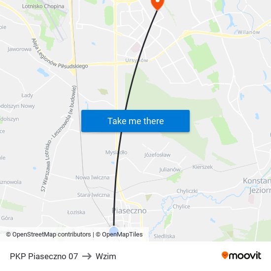 PKP Piaseczno 07 to Wzim map