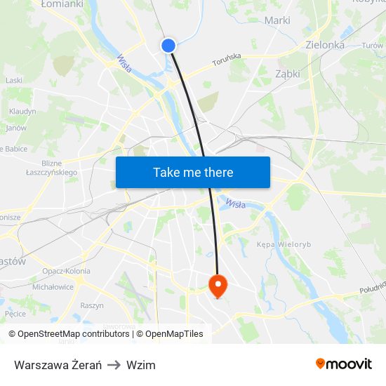 Warszawa Żerań to Wzim map