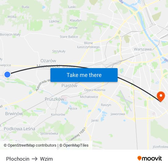 Płochocin to Wzim map