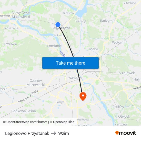 Legionowo Przystanek to Wzim map