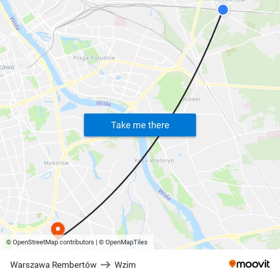 Warszawa Rembertów to Wzim map