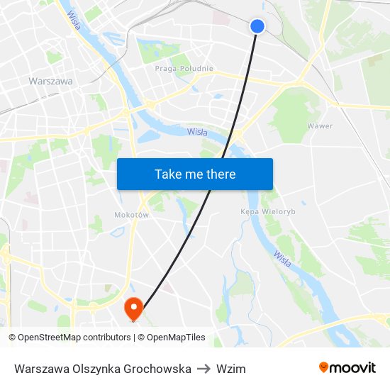 Warszawa Olszynka Grochowska to Wzim map