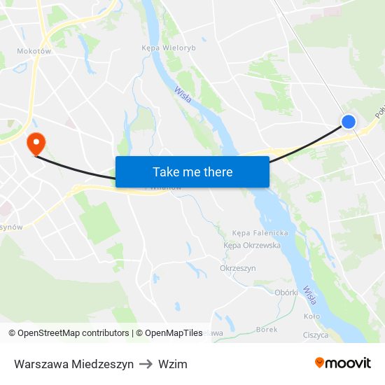 Warszawa Miedzeszyn to Wzim map