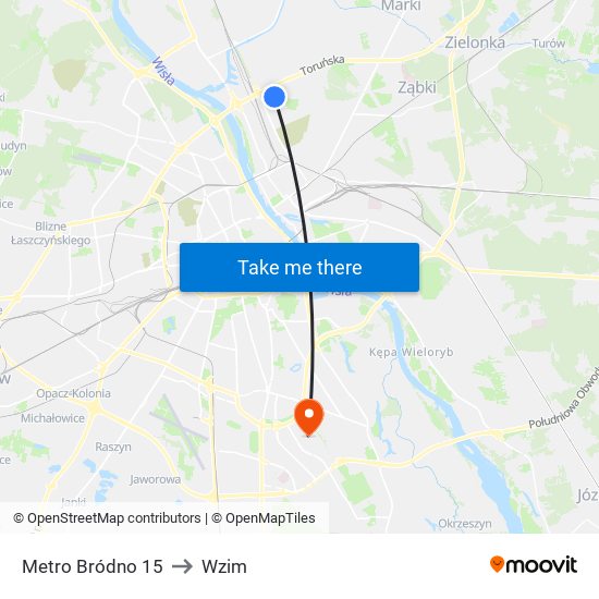 Metro Bródno 15 to Wzim map