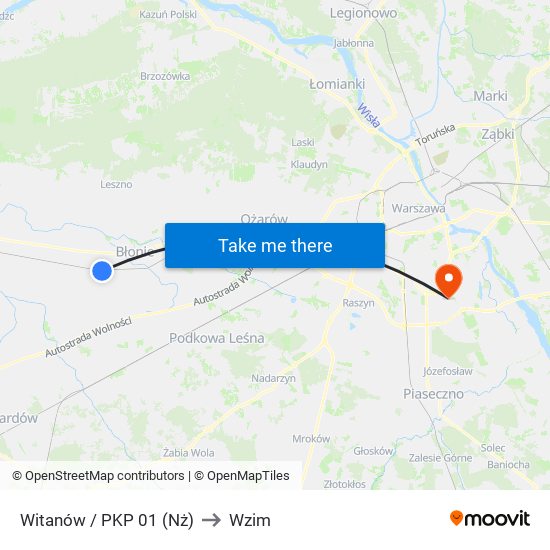 Witanów / PKP 01 (Nż) to Wzim map