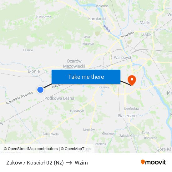 Żuków / Kościół to Wzim map