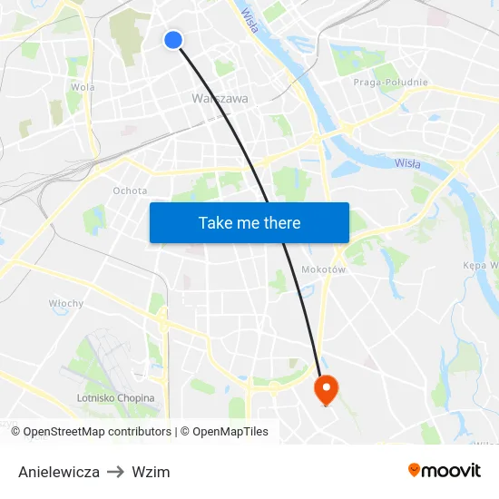 Anielewicza to Wzim map