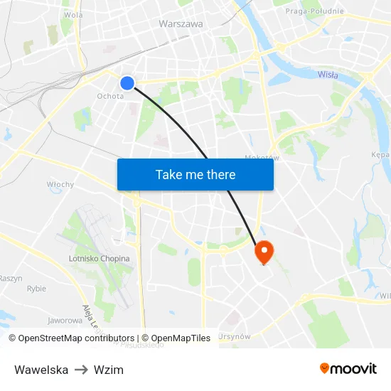 Wawelska to Wzim map