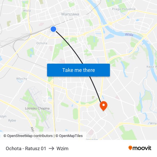 Ochota - Ratusz 01 to Wzim map