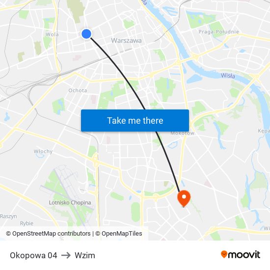 Okopowa 04 to Wzim map