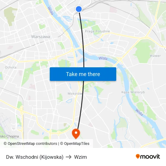 Dw. Wschodni (Kijowska) to Wzim map