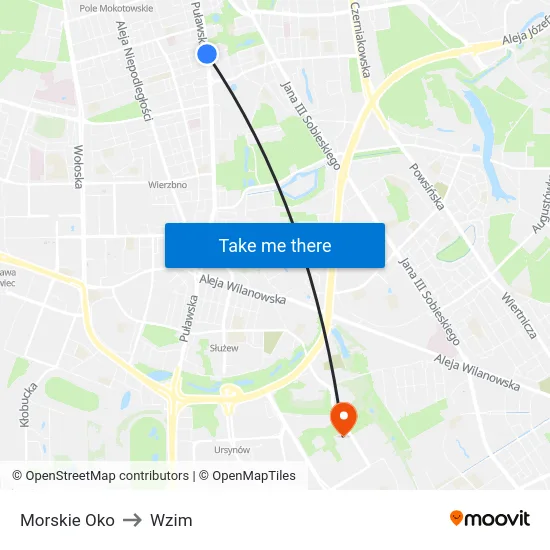 Morskie Oko to Wzim map