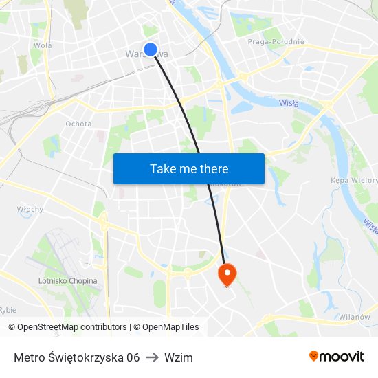 Metro Świętokrzyska to Wzim map