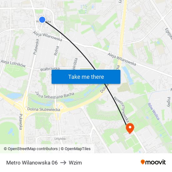 Metro Wilanowska 06 to Wzim map