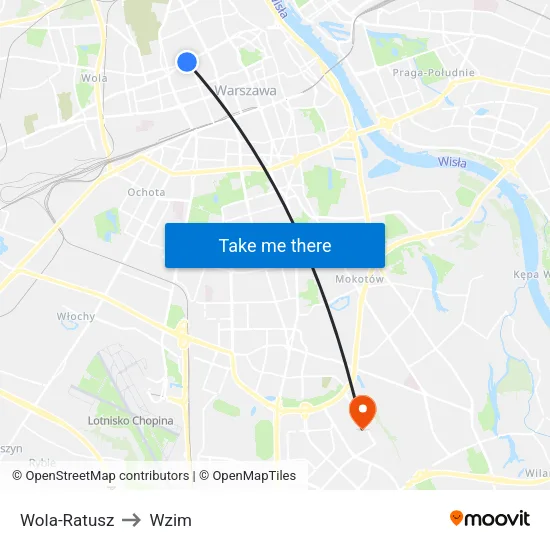 Wola - Ratusz to Wzim map