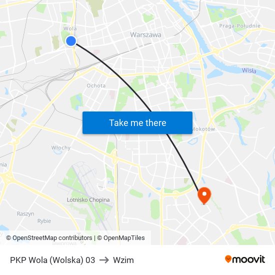 PKP Wola (Wolska) 03 to Wzim map