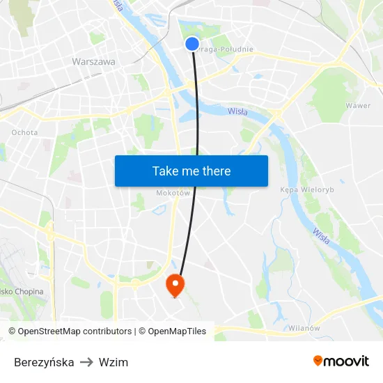 Berezyńska to Wzim map