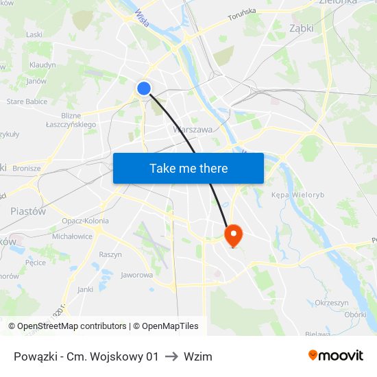 Powązki - Cm. Wojskowy 01 to Wzim map