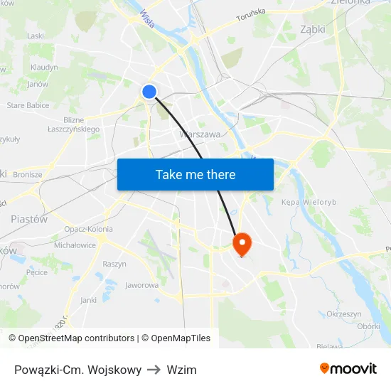 Powązki - Cm. Wojskowy to Wzim map