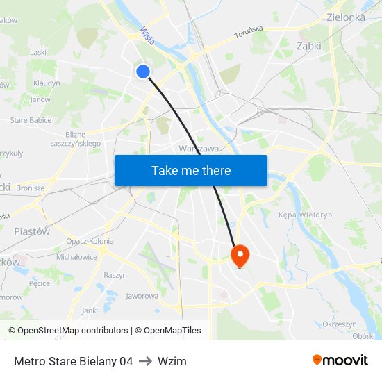 Metro Stare Bielany 04 to Wzim map