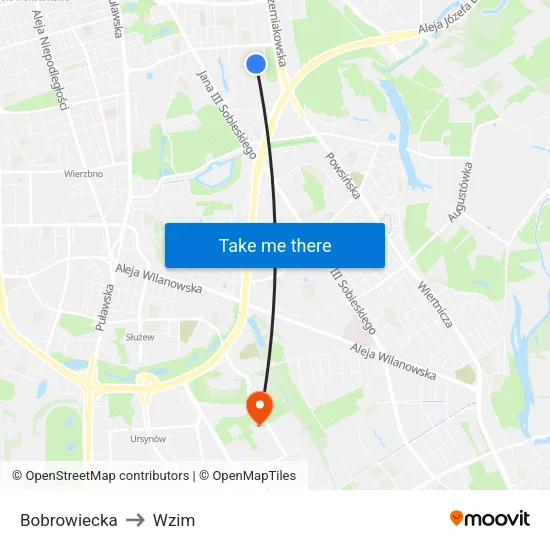 Bobrowiecka to Wzim map