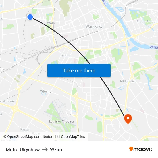 Metro Ulrychów to Wzim map