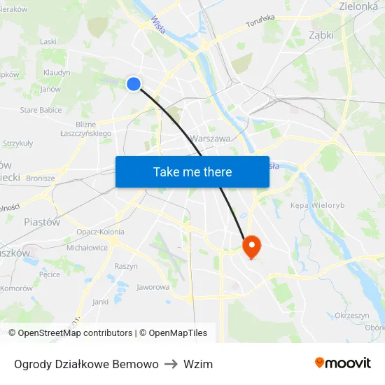 Ogrody Działkowe Bemowo to Wzim map